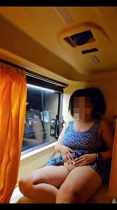 Running Bus Wife Showing Her Assets To Outsiders On