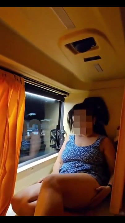 Running Bus Wife Showing Her Assets To Outsiders On