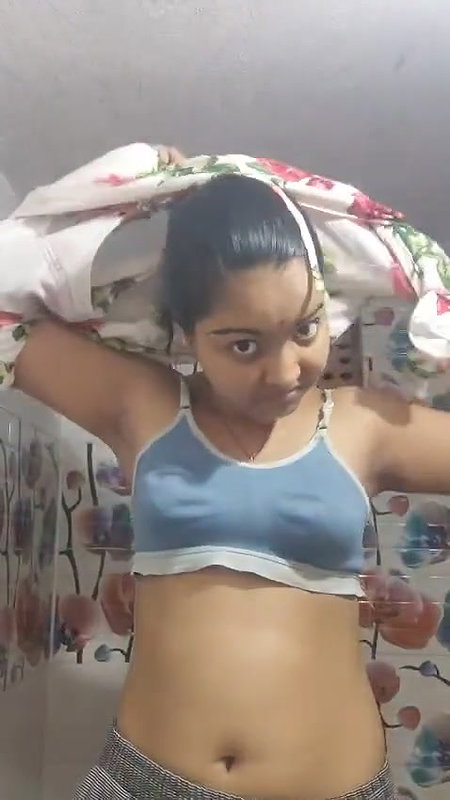 cute girl striptease in bathroom and naked show