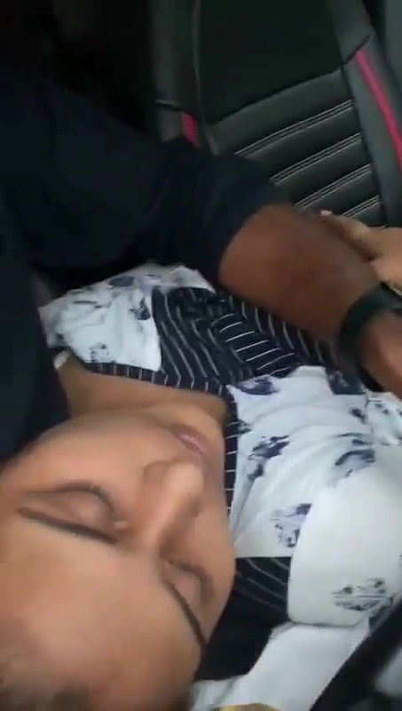 GF boob press and nipple roll in car by boyfriend