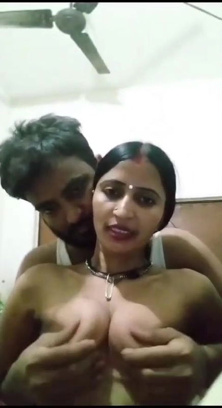 village couple hot romance with wife boob press