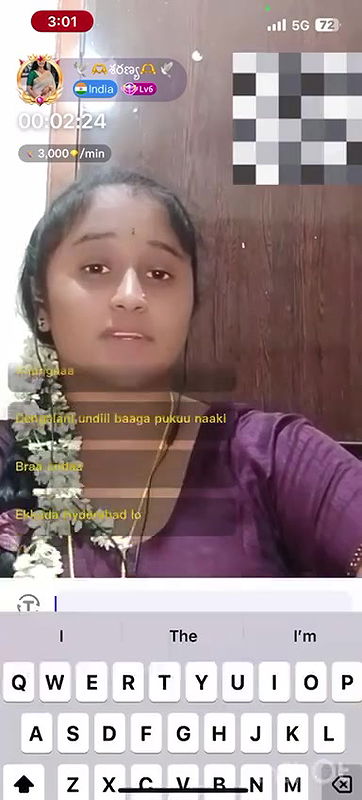 Telugu Chamet girl shows big laddoos on live chat