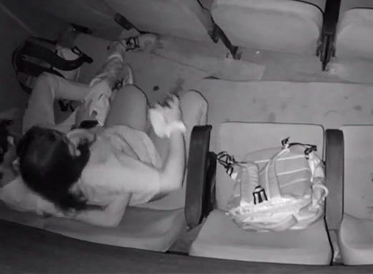 girlfriend in cinema hall giving handjob