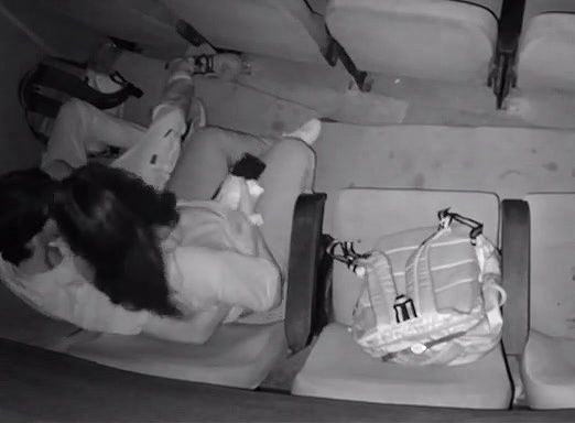 girlfriend in cinema hall giving handjob