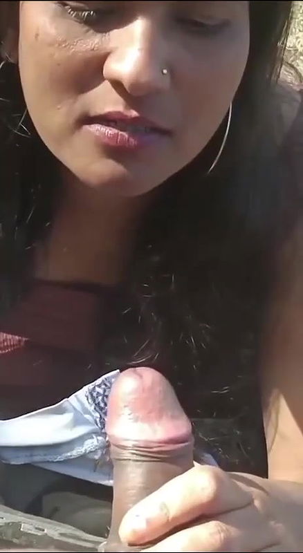 outdoor girlfriend giving blowjob