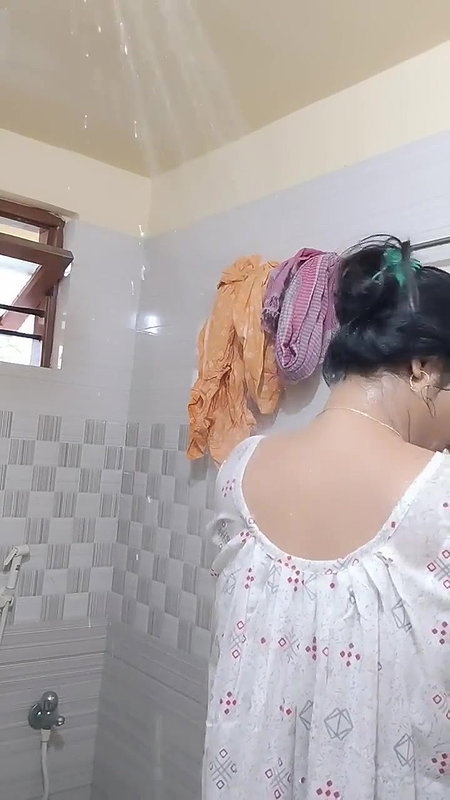 Morning bathing vlog with white nighty#hotyoga #hot