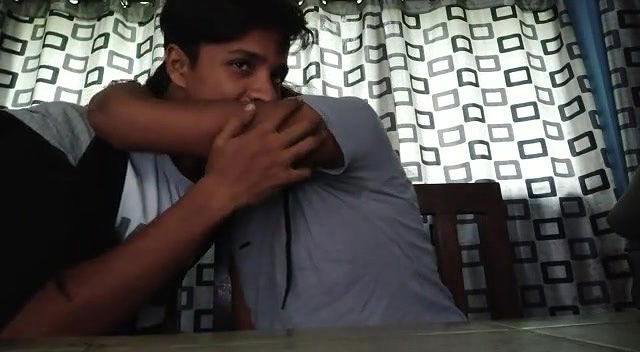 teen couple kissing and boob pressing