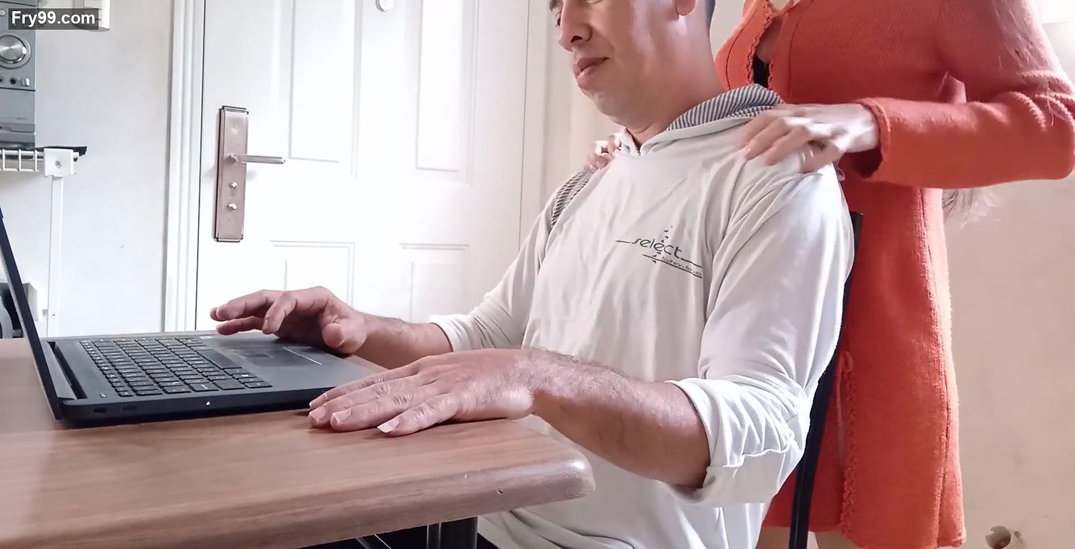 sexy indian woman won’t let me work, she wants to fuck in the office and she makes my cock hard until she gets cum.