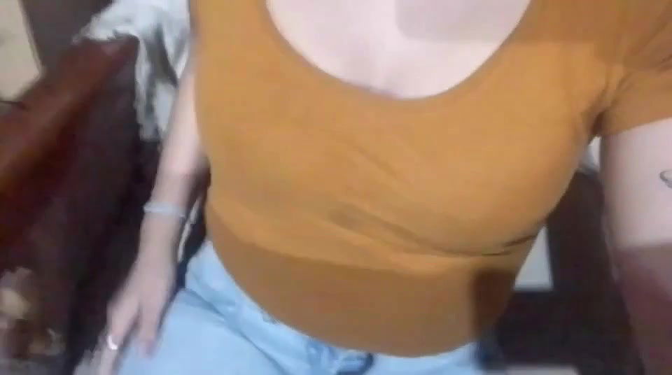 Horny beautiful babe striptease for her boyfriend showing her sexy natural titties and wet hairy pussyP3