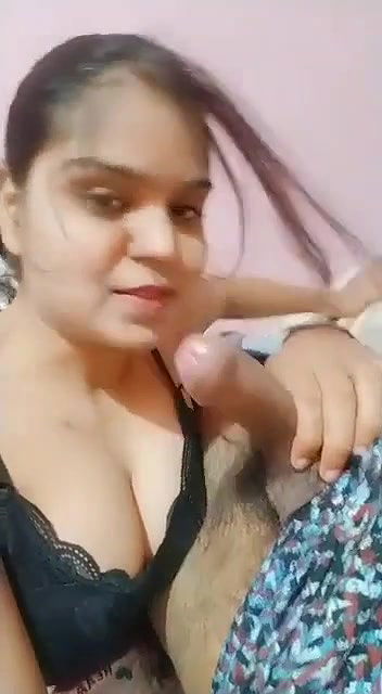 Extremely cute desi girlfriend talking in hindi and playing with his boyfriends dick