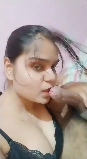 Extremely cute desi girlfriend talking in hindi and playing with his boyfriends dick
