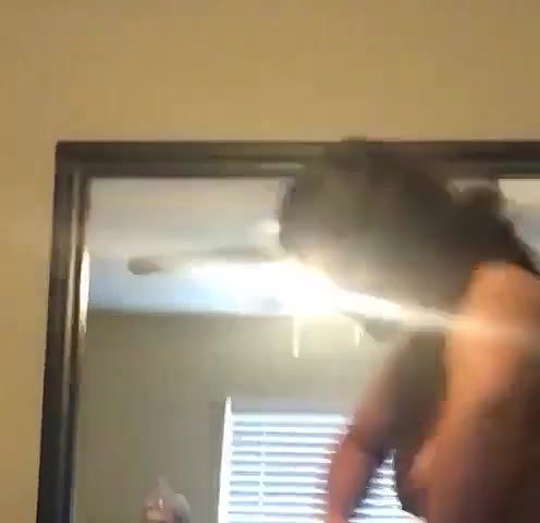 Horny chubby girlfriend with huge tits seducing her boyfriend by nude dancing in front of him