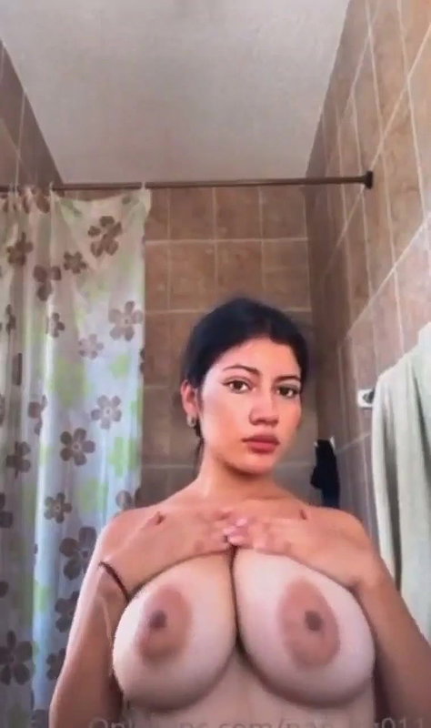 Extremely cute desi girlfriend exclusive viral nude selfie showing her huge curvy tits in front of camera P4