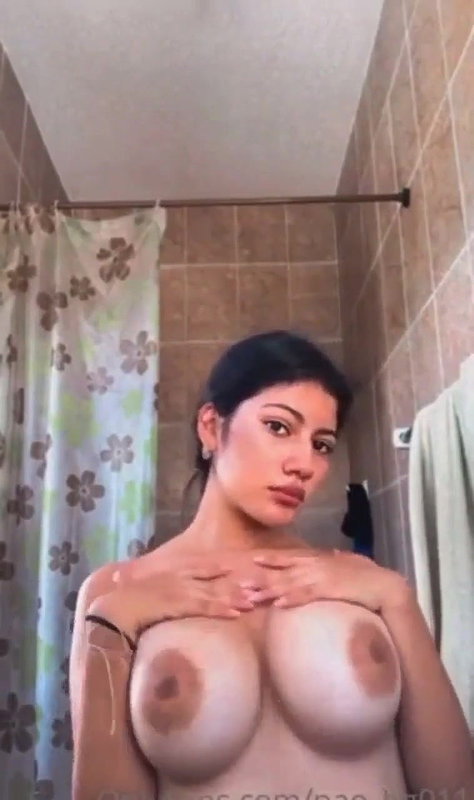 Extremely cute desi girlfriend exclusive viral nude selfie showing her huge curvy tits in front of camera P4