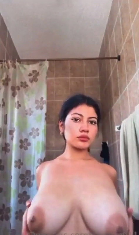 Extremely cute desi girlfriend exclusive viral nude selfie showing her huge curvy tits in front of camera P4