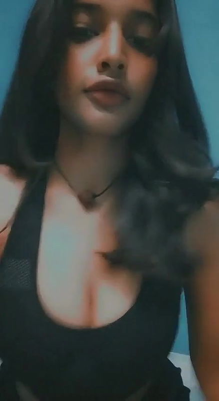 Dusky beautiful slim young girlfriend exposes her big natural titties in front of camera for her boyfriend P1