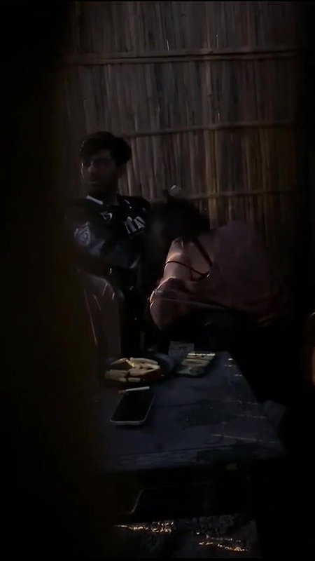 lovers in restaurant having romance and GF sucking dick