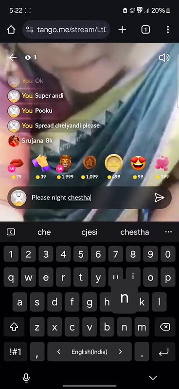 srujana telugu aunty tango show