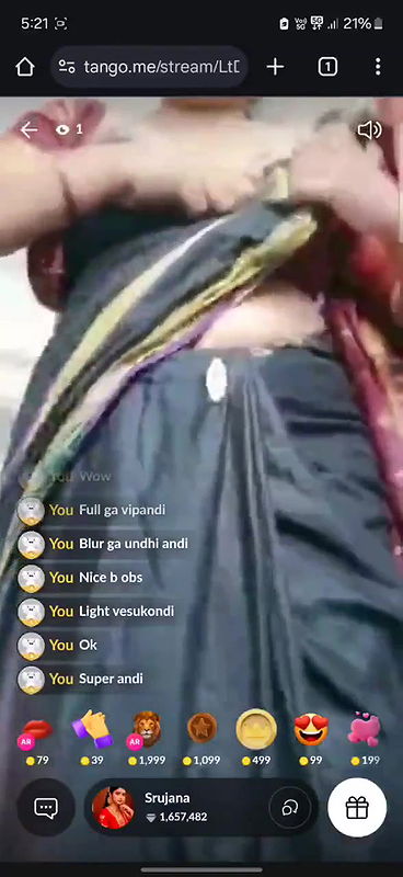 srujana telugu aunty tango show