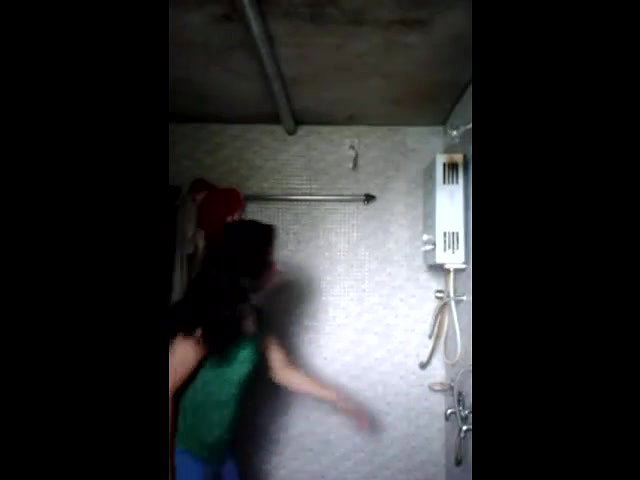 girl getting undress in bathroom