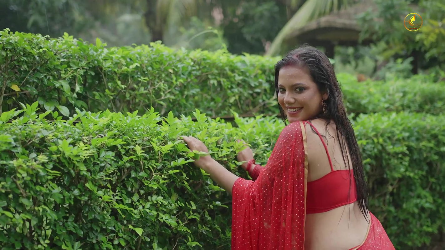 Barsha Sen New Nude Fashion Red Saree Dance