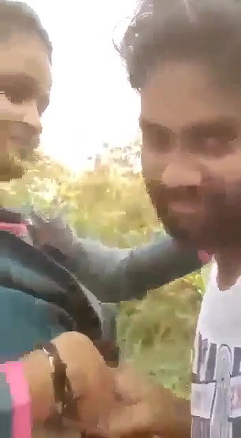 boob pressing and sucking in forest