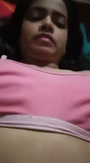 teen girl pressing own boobs