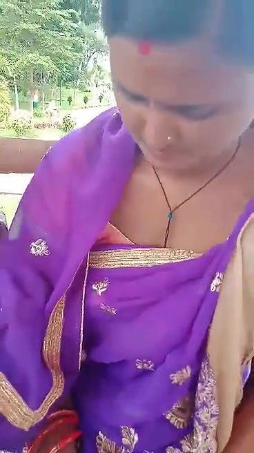 boob press of aunty outdoor