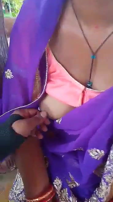 boob press of aunty outdoor