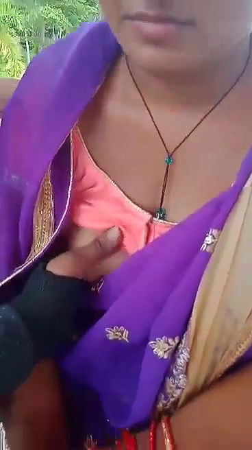 boob press of aunty outdoor