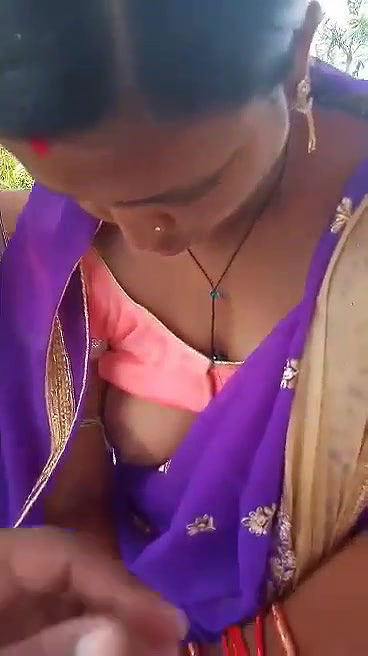 boob press of aunty outdoor