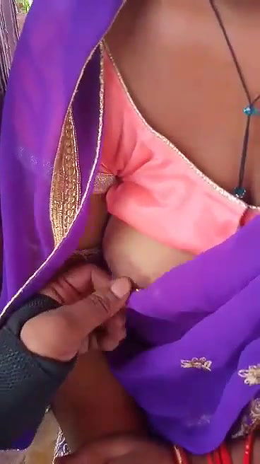 boob press of aunty outdoor