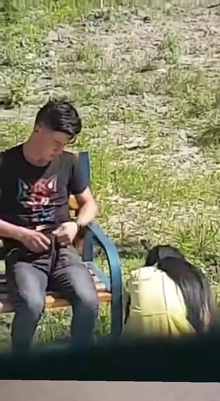 Teenage girl giving handjob to boyfriend and cum in mouth