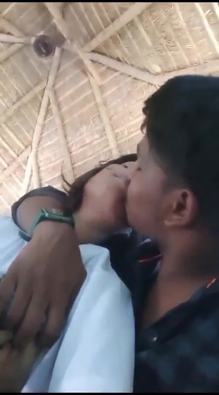 lovers kissing and boob suck