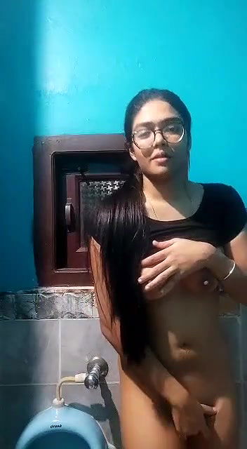 cute girl fingering in bathroom