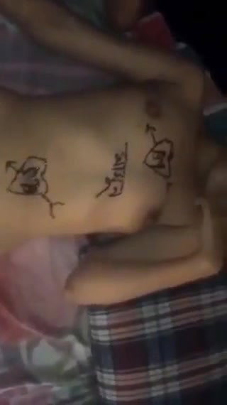 nude body writting with mehendi