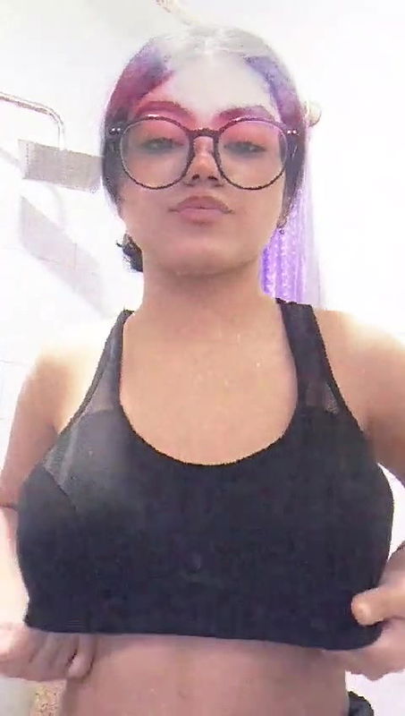 Glasses Girl Playing With Her Boobies 1