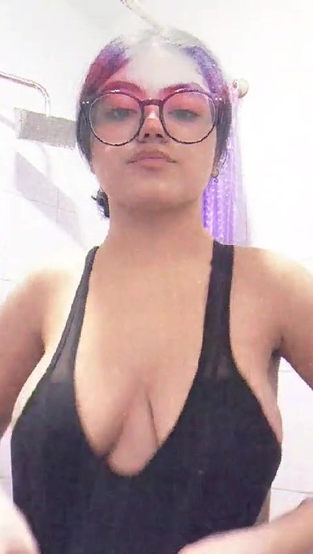 Glasses Girl Playing With Her Boobies 1