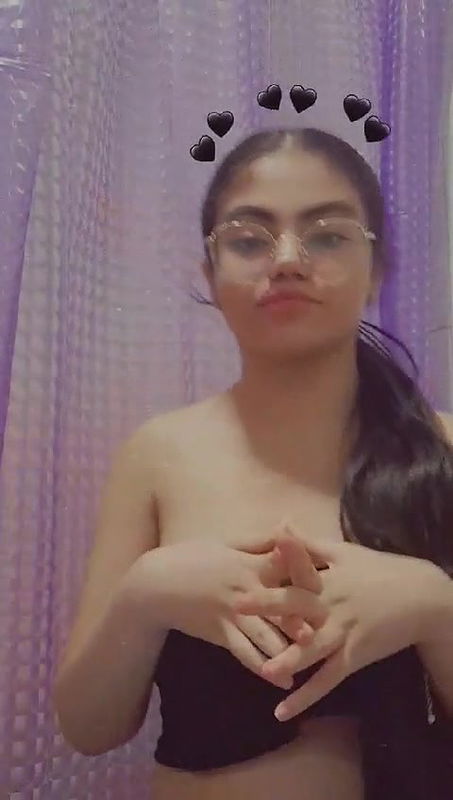 Glasses Girl Playing With Her Boobies 2