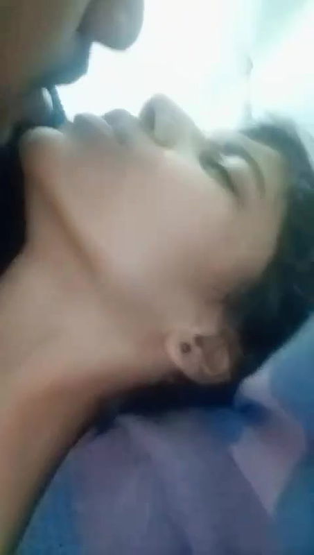 young college couple fun in hotel room