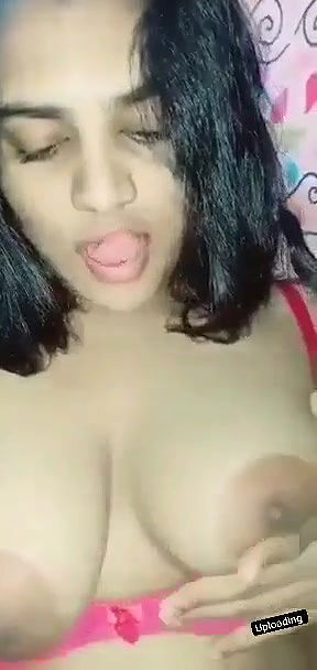 Young cute chubby girlfriend striptease for her boyfriend shows her sexy natural big tits and wet juicy pussy