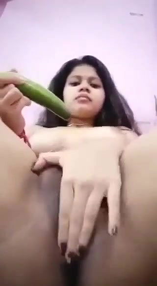 cute girl masturbation with cucumber