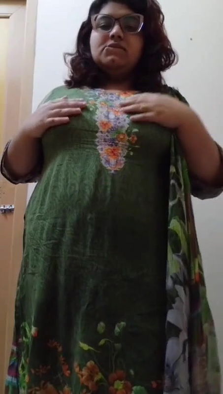 Horny Chubby Babe Pressing Boobs