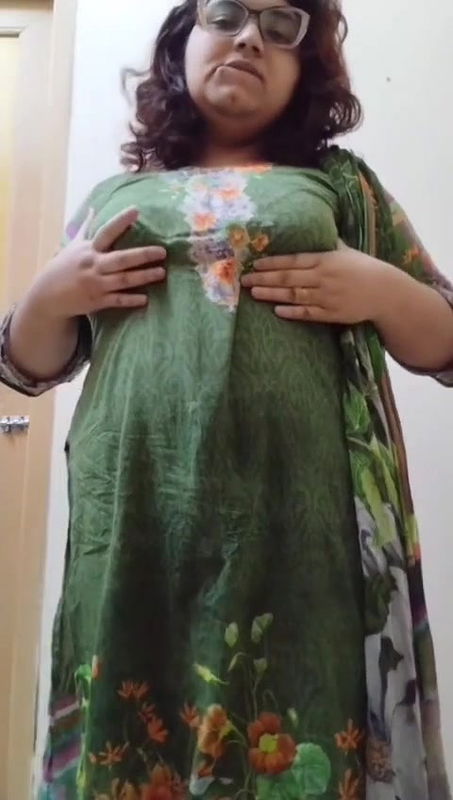 Horny Chubby Babe Pressing Boobs