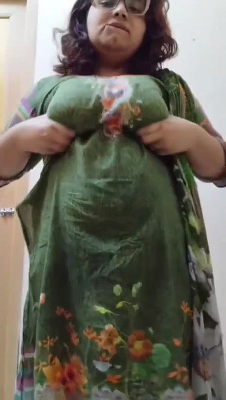 Horny Chubby Babe Pressing Boobs