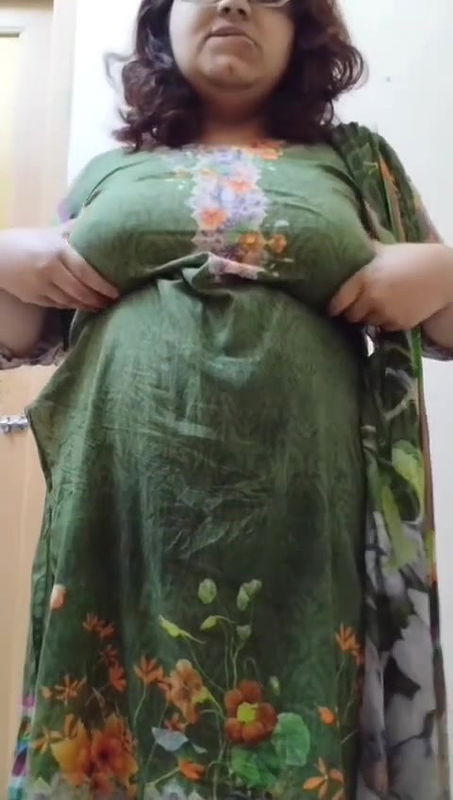 Horny Chubby Babe Pressing Boobs