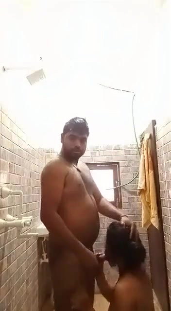 couple having fun during shower