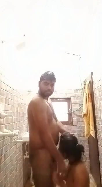 couple having fun during shower