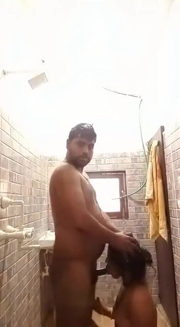 couple having fun during shower
