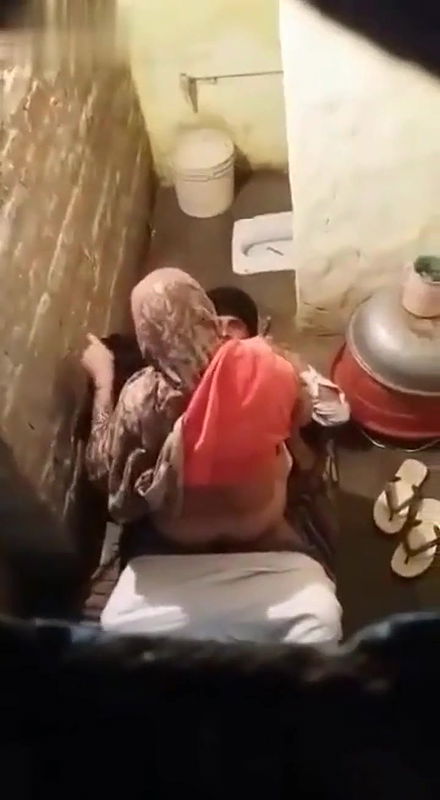 desi hijab muslim aunty riding in toilet